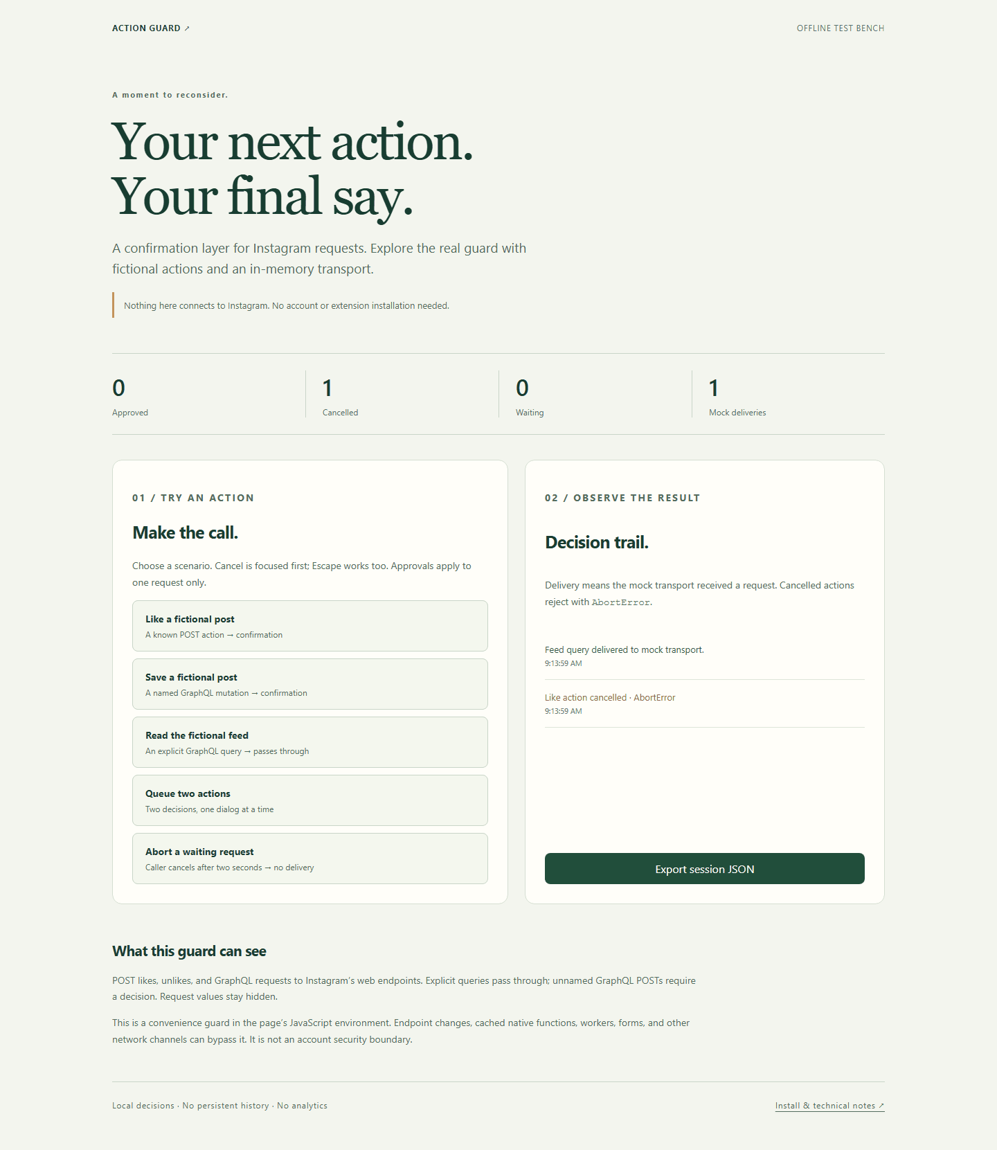 Action guard: verified application screenshot